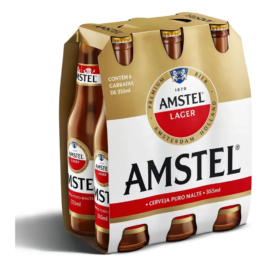 Cerveja Amstel Lager 355ml pack com 6 unidades